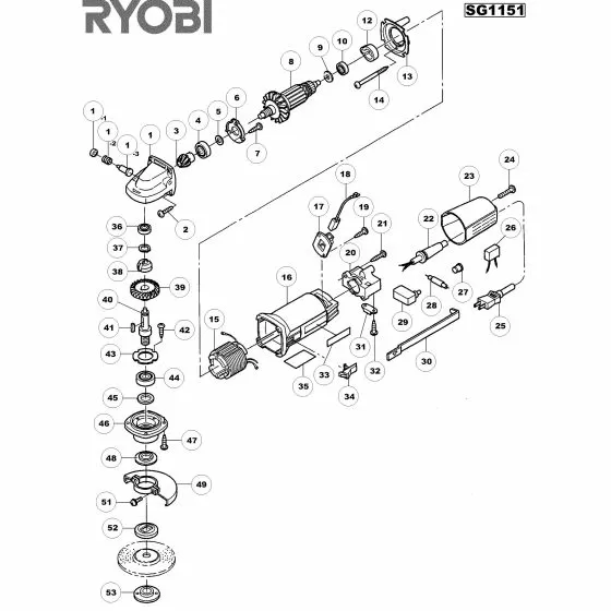 Ryobi SG1151P Spare Parts List Type: 1000018779